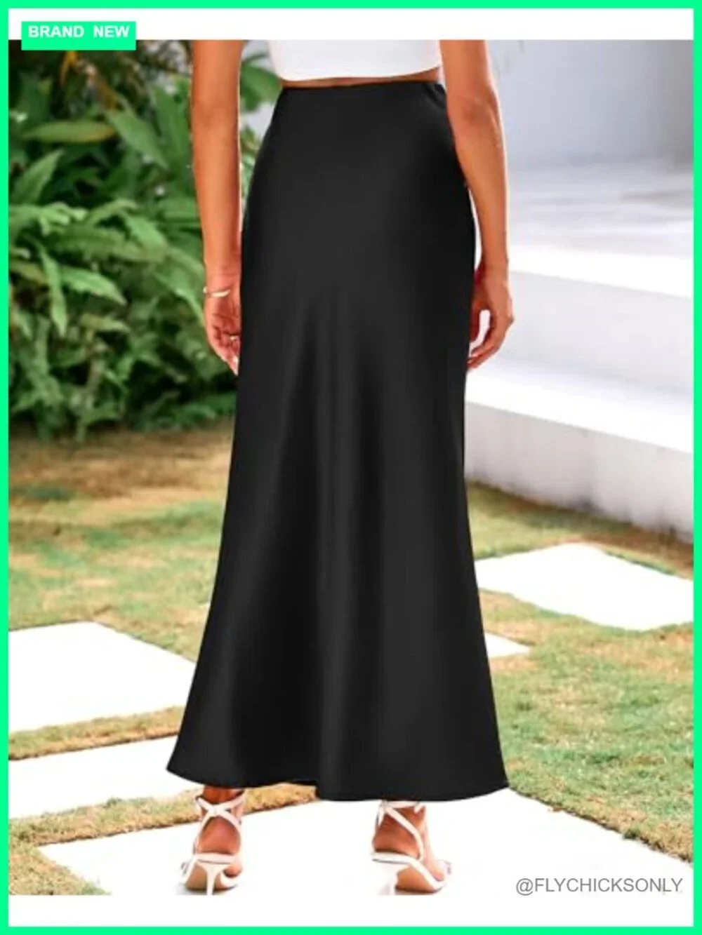 Satin Mermaid Maxi Skirt High Waist Business Casual Cocktail
